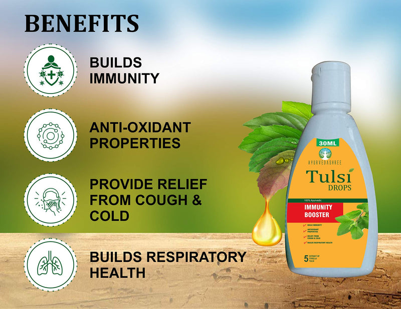 [Australia] - Tulsi Drops Natural Immunity Booster 30 ML Pack - Certified 5 Different Rare Tulsi, Holy Basil Drops 30 ML 