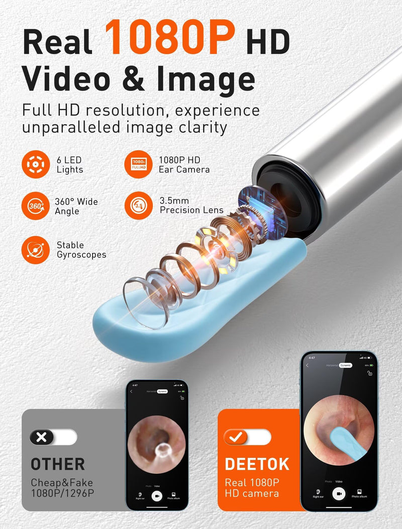 [Australia] - Ear Wax Removal Tool Camera - Ear Cleaner with 1080P HD Camera, FSA - HSA Store Eligible, Otoscope with Light, Earwax Removal Kit with 50 Replacement Tips for iPhone, iPad, Android Phones (Black) Black 