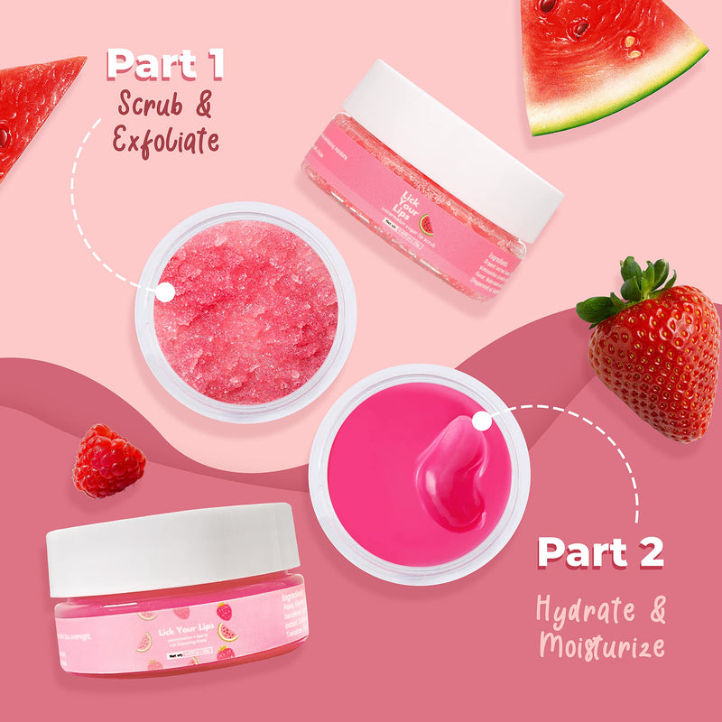 [Australia] - Watermelon Sugar Scrub for Dry, Cracked and Dark Lips by Lick Your Lips – Organic Lip Scrubs Exfoliator and Moisturizer with Lip Brush – Vegan, Cruelty-Free Lip Care Product (20g) Watermelon Sugar Lip Scrub 