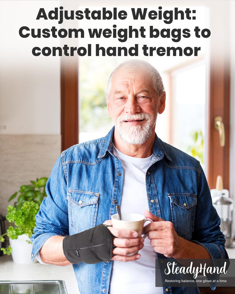[Australia] - SteadyHand Adjustable Weighted Gloves for Hand Tremors, Weighted Wrist Strengthening Tool Utensils for Enhanced Fine Motor Skills - Hand Solution for Parkinson's, Stroke Patients X-Large 