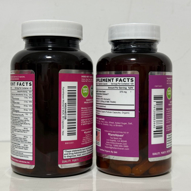 FarmHaven Milk Thistle Capsules and Multivitamin for Women | Women’s Multivitamin with Vitamins, Minerals, and Daily Wellness Support | Boosts Energy, Immune Bundle