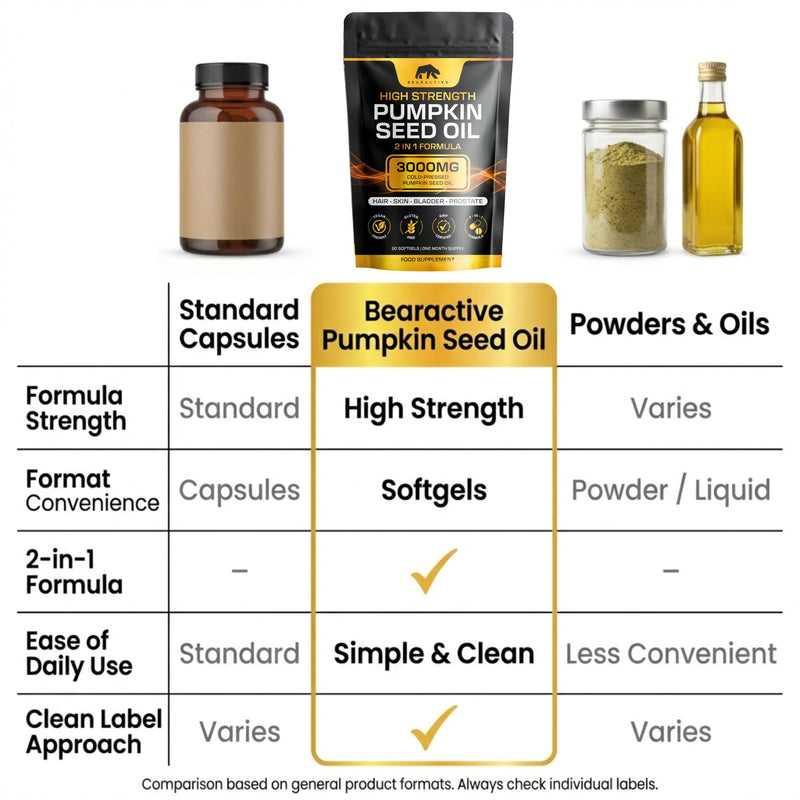 Pumpkin Seed Oil Capsules 2-in-1 Formula – 3000mg High Strength Cold Pressed Pumpkin Seed Oil – Omega 3 6 9 Capsules Supplement – Prostate & Bladder Support – 90 Softgels