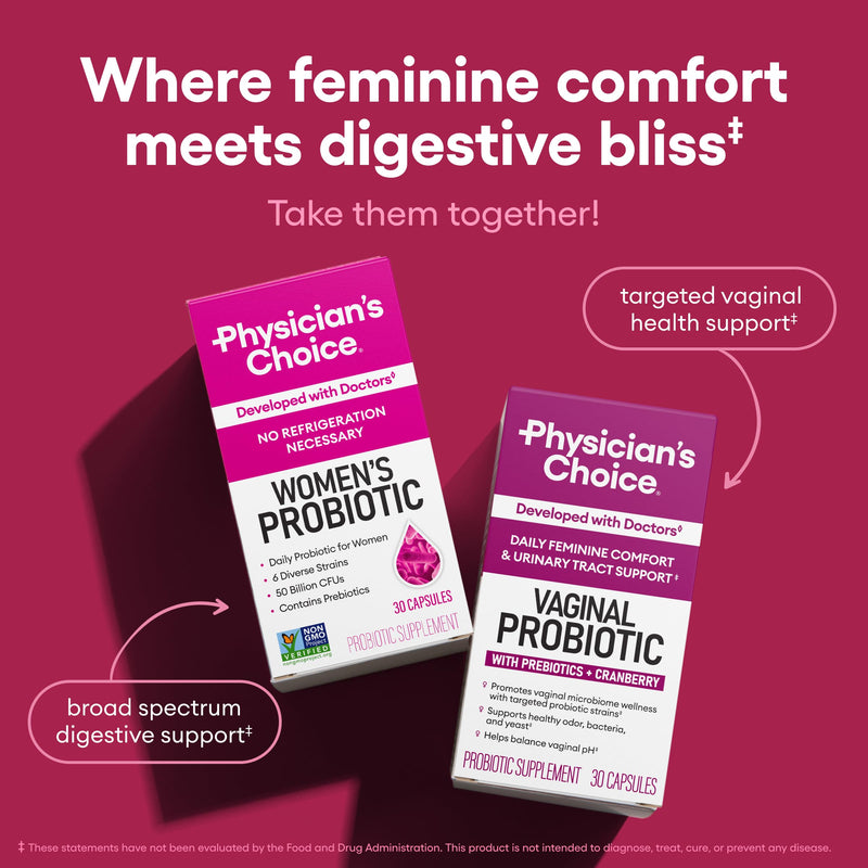 Physician's Choice Probiotics - PH Balance, Digestive, UT, & Feminine Health - 50 Billion CFU - 6 Unique Strains for Women - Organic Prebiotics, Cranberry Extract+ - Probiotic - 60 CT 60 Count (Pack of 1)