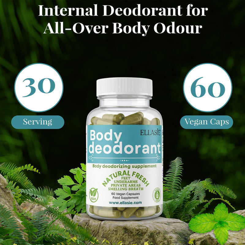 Internal Deodorant Supplement – Full Body Deodorizer for Gut Health, Skin Health, Detox & Digestion Support – Natural Odor Control Chlorophyll Pills for Head-to-Toe Freshness | 60 Capsules
