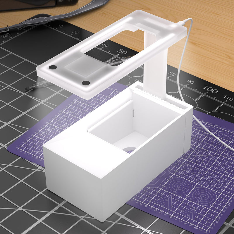 [Australia] - LED Illuminated MTG Card Scanner Stand for ManaBox - 6000K Anti-Glare Lighting, Sloped Drawer, Phone Stand MTG Accessories, Only Available for ManaBox, Only fit for un-Sleeved Cards Only un-sleeved cards 