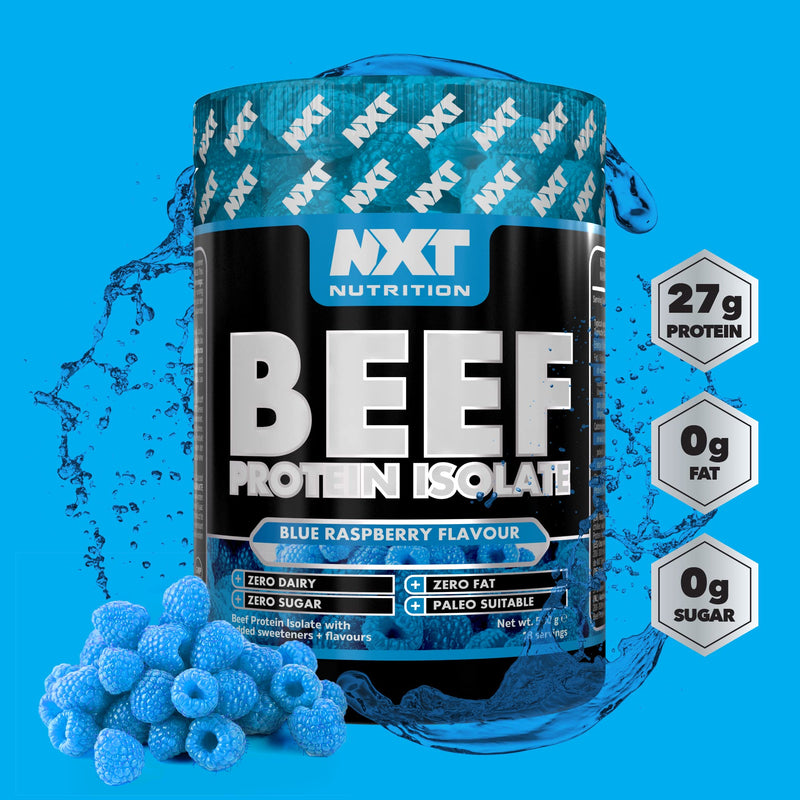 NXT Beef Protein Isolate 540g - High Protein Powder in Natural Amino Acids - Paleo, Keto Friendly - Dairy and Gluten Free | 540g (Blue Raspberry)