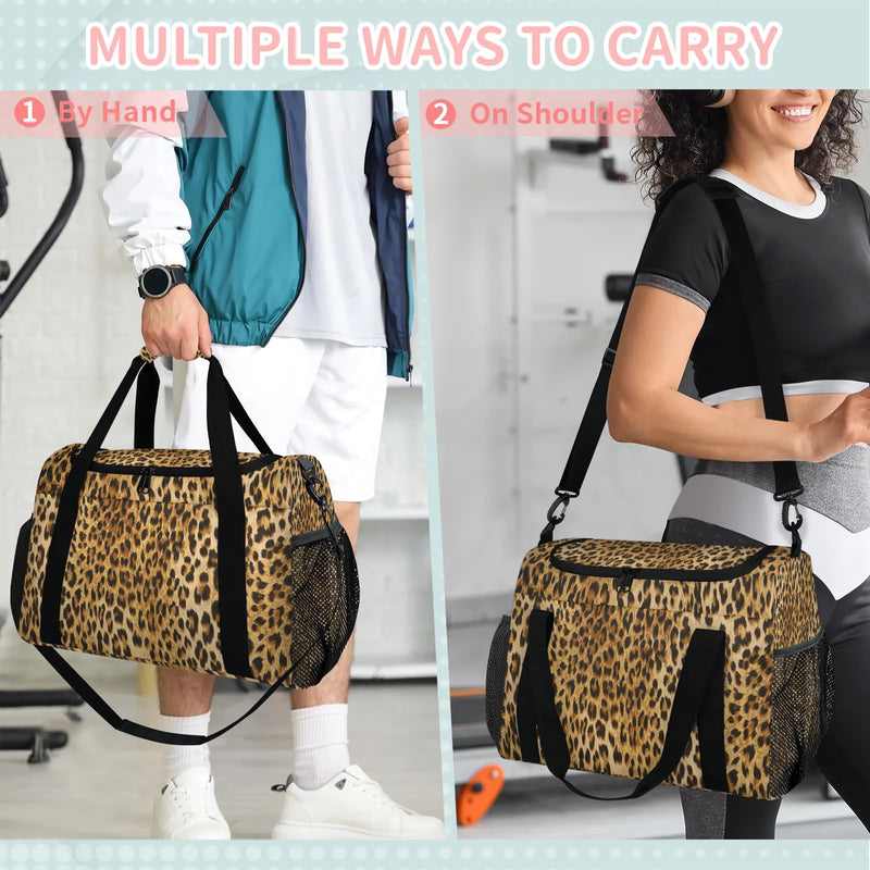 Cheetah Duffel Bag for Women Animal Leopard 39L Waterproof Carry on Weekender Overnight Bags with Shoulder Strap for Business Trips Sport Hospital Leopard-1