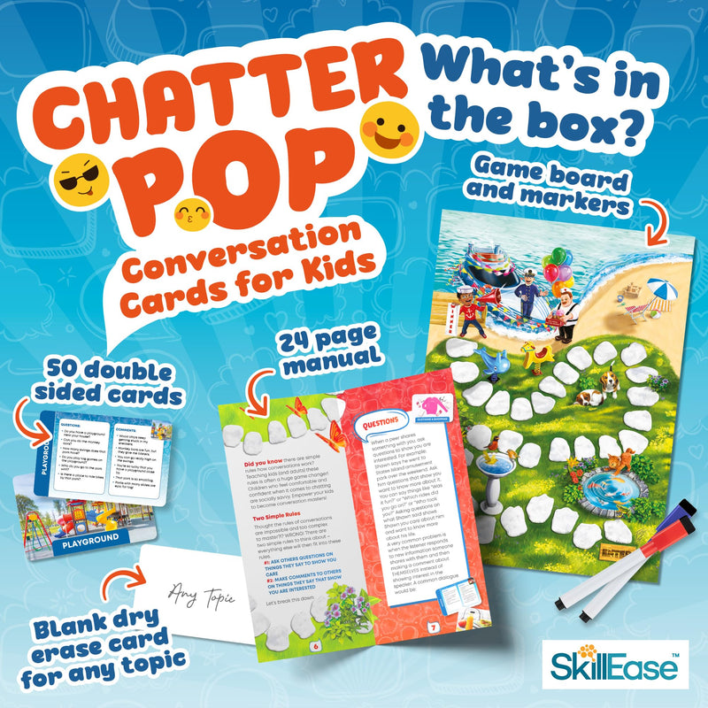 [Australia] - Chatter Pop Social Skills Game to Think About Others, Speech Therapy Materials, Therapy Games, Educational, Social Emotional Learning Activities, Conversation Starter Cards 