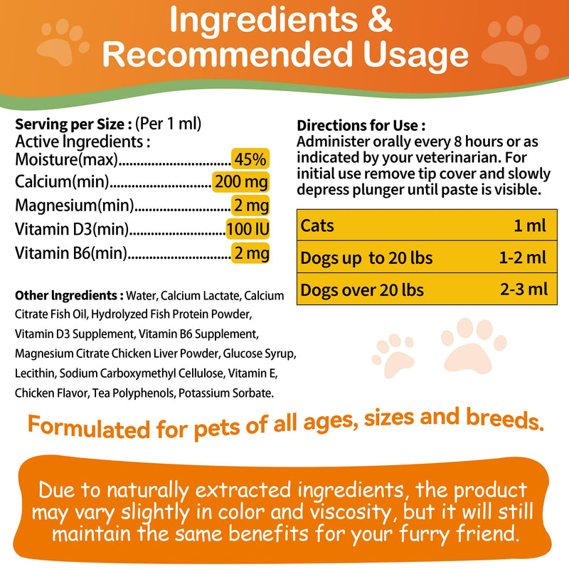 Oral Calcium for Whelping Dogs & Cats, Fast-Absorbing Calcium for Dogs, Supports Whelping Labor and Milk Production, Enhances Colostrum for Puppies, Daily Calcium Supplement for Pets - 1 oz - PawsPlanet Australia