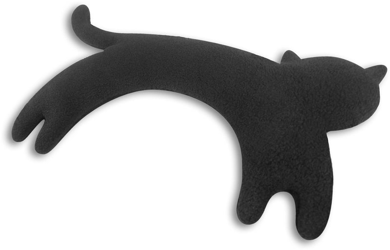 [Australia] - LESCHI heat pillow - grain pillow for microwave - animal cat black - cuddly neck pillow with organic wheat - ideal as a heat source in winter and for tension in the neck, shoulder, neck midnight / midnight 