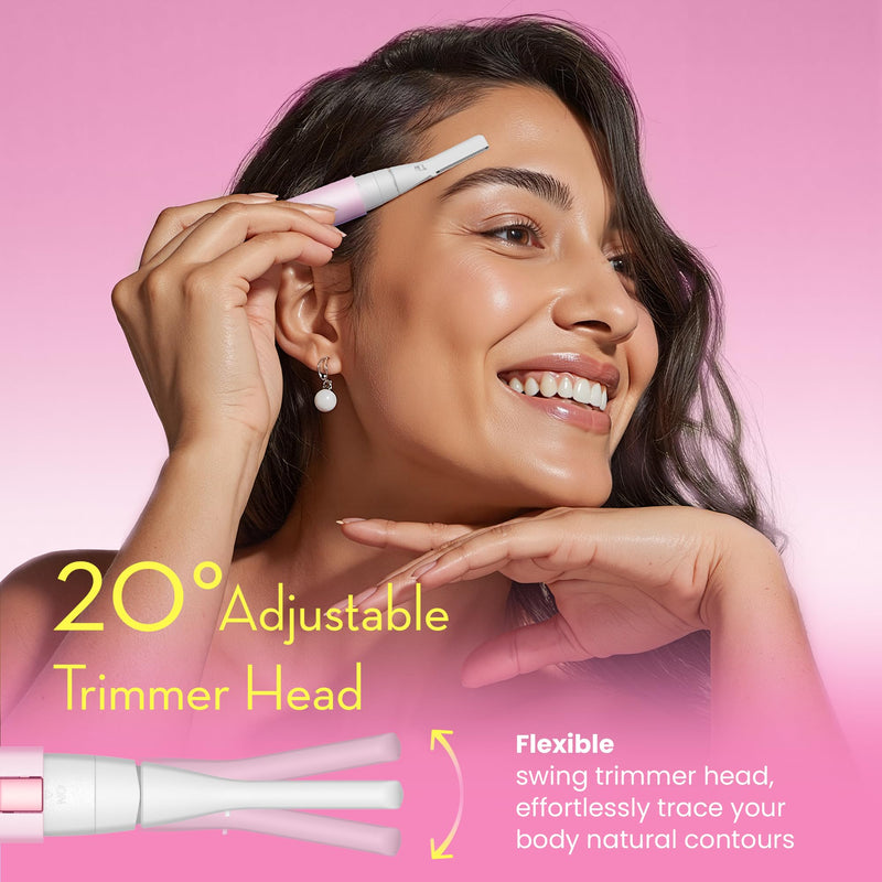 [Australia] - Facial Hair Removal for Women, Painless Eyebrow Trimmer with Pivoting Head, Electric Battery Operated Body Hair Remover with 2 Replaceable Blade for Face Neck Chin Bikini, Pink 