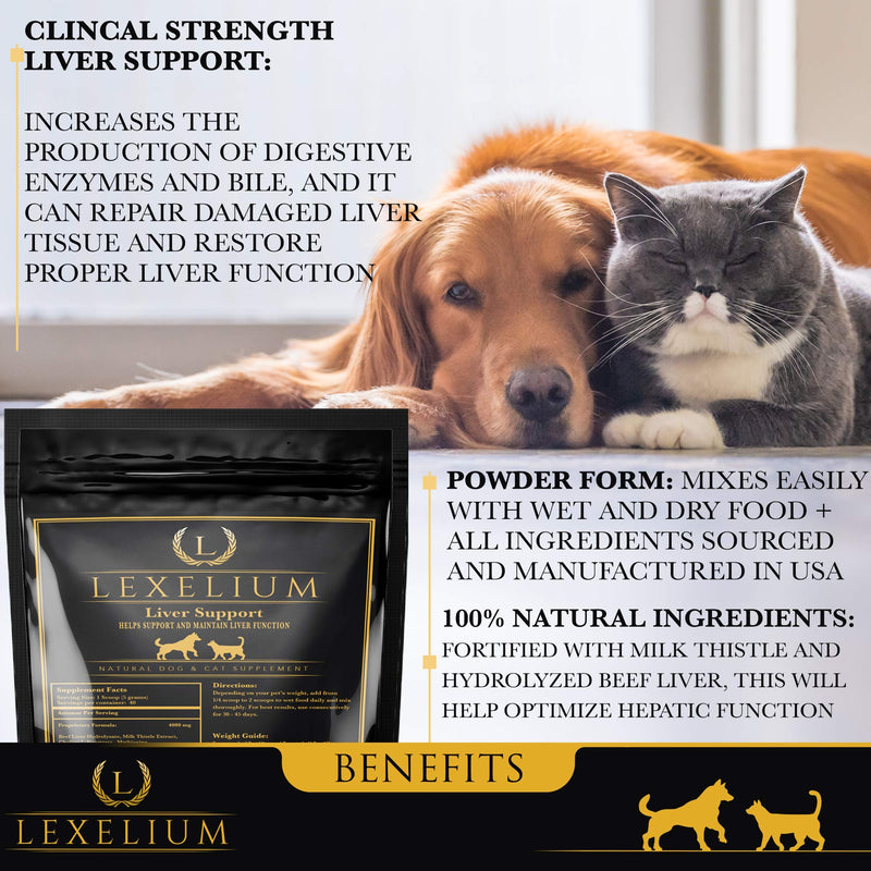 Liver Support Supplement for Dogs and Cats - Great for Detoxing and Helps Kidney, Liver & Skin Function - Cat Liver Support - Milk Thistle + Lysine + Choline Bitartrate + Methionine – 200g - PawsPlanet Australia