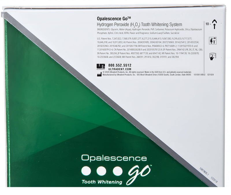 Opalescence Go Teeth Whitening Trays 15% Hydrogen Peroxide - Mint - 4648-1 | Fast Results (1 Packs / 4 Treatments) Dentist Developed - Low Sensitivity - Gentle on Enamel - by Ultradent Products USA Original 1 Count (Pack of 4)