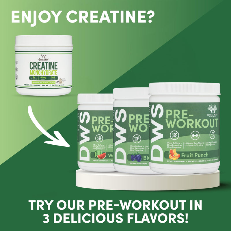 [Australia] - Creatine Monohydrate Powder 1.1lbs (100 Servings of 5 Grams Each - Third Party Tested Micronized Creatine Powder) (with Scoop)(Creatina Monohidratada) by Double Wood 