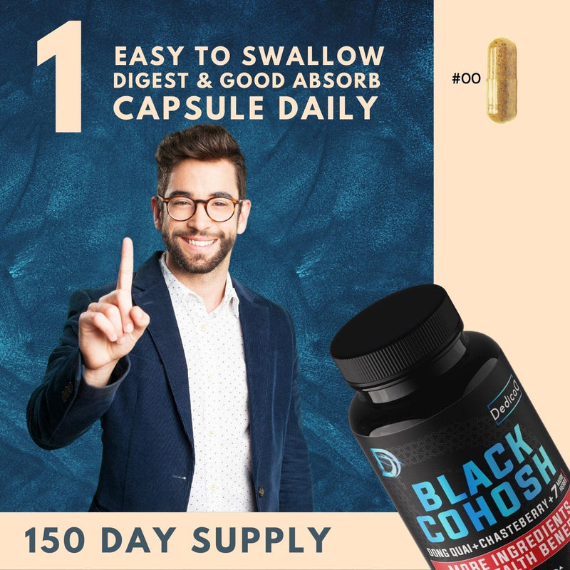 [Australia] - 12in1 Black Cohosh 5-Month Supply for Menopause Support Supplement - 6700mg with Dong Quai, Chasteberry, Red Raspberry, Licorice, Wild Yam & more - Boost Immunity & Balance Mood - 150 Vegan Capsules 150 Count (Pack of 1) 