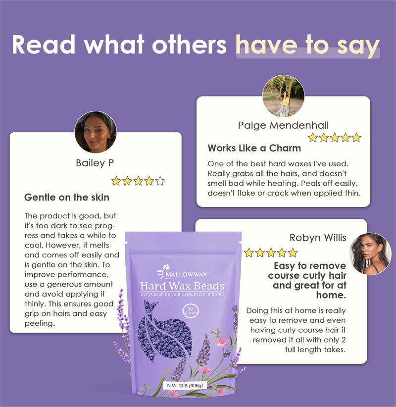 [Australia] - Lavender - Wax Beads for Hair Removal - Natural & Hypoallergenic Formula - Stripless Refillable 2LB - Ideal for At-Home Use and Sensitive Areas Lavender- 2 LB 