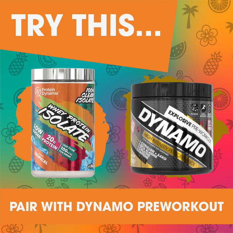 Protein Dynamix - Clear Whey Protein Isolate - Tropical Flavour - Low Sugar • Less Than 90 Calories per Serving • 400g