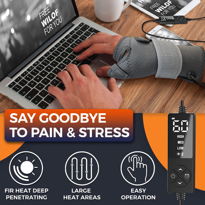 [Australia] - Electric Thumb & Wrist Heating Pad for Hand Arthritis with 3 Heat & 5 Timer Settings, Heated Wrist Wrap for Carpal Tunnel Syndromes, Tendonitis Left/Right Hand Pain Relief(S) Gray S 