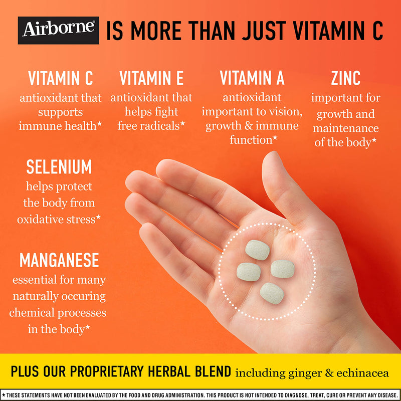 Airborne 1000mg Vitamin C Chewable Tablets Citrus & Very Berry Flavor Bundle - Immune Support Supplement with Zinc and Powerful Antioxidant Vitamins A C & E, (2x116ct bottles)* 116 Count (Pack of 2)