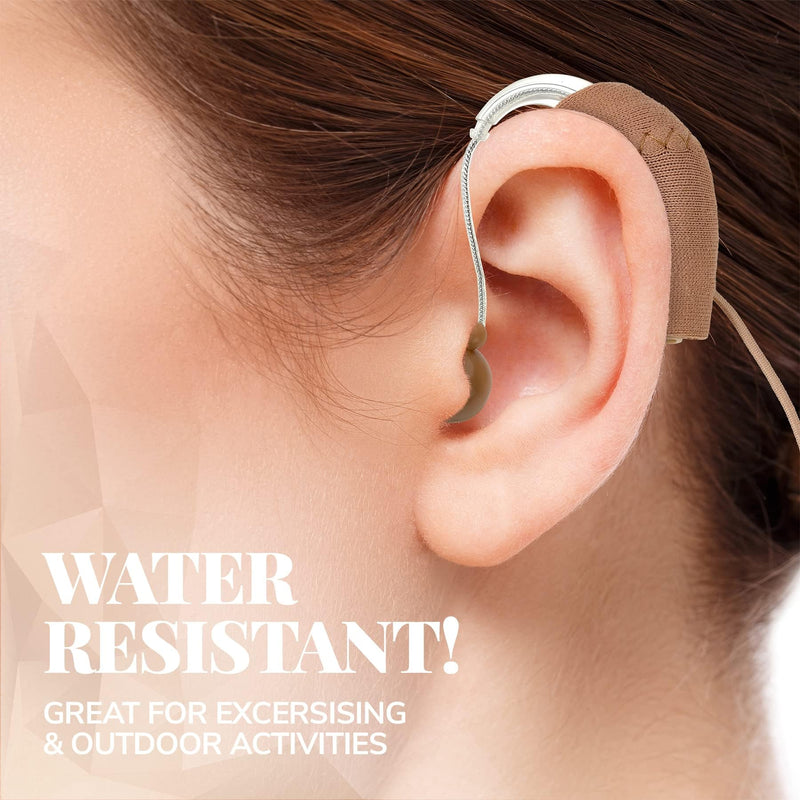 Hearing Aid Protectors and Clip - Corded Fabric Cover with Clasp Protects from Dirt Dust Sweat & Moisture Reduces Wind Noise & Prevents Loss Fits Most (1-Inch, 1.25-Inch, 2-Inch) BTE Devices