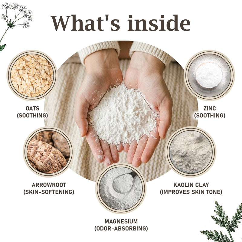 Sandalwood Talc-Free Dusting Powder with Arrowroot, Oats, Zinc & Magnesium - Body & Foot Powder for Women, Chafing & Deodorizing (Sandalwood) Sandalwood 6 Ounce (Pack of 1)
