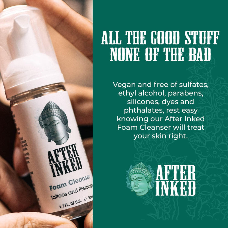 [Australia] - After Inked Tattoo & Piercing Aftercare Foam Cleanser - Quality Wash Soap Cleanser for Tattoos, Body Modifications and Piercings including Ear, Nose and Belly Button Foam Bottle, 1.7 oz 1.7 Fl Oz (Pack of 1) 