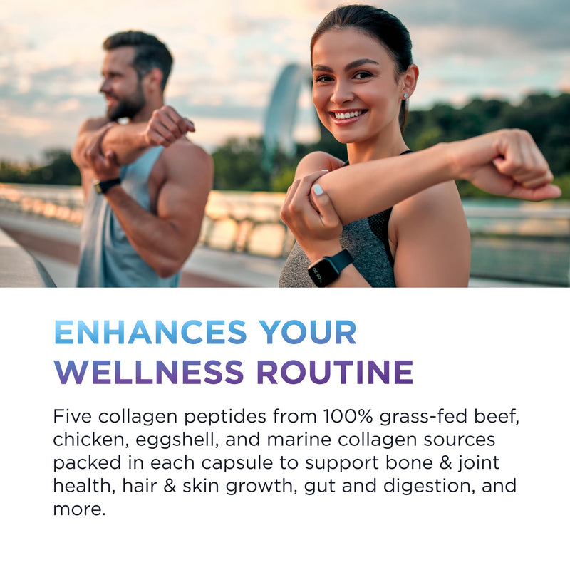 Dr. Emil Multi Hydrolized Collagen, Types I, II, III, V & X, 180 Capsules | All-in-One Hydrolyzed Collagen Blend with Biotin and Vitamin D to Support Hair, Skin, Nails, and Joints, Non-GMO