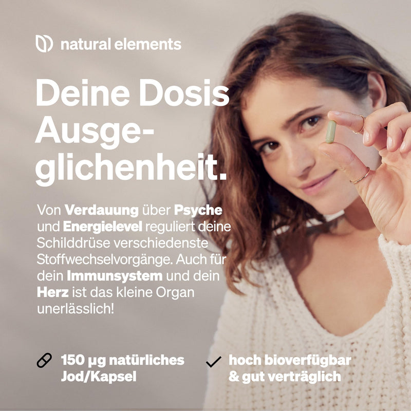 [Australia] - Iodine from organic kelp - 365 capsules - 150µg Iodine from brown algae - organic quality for the thyroid - vegan, high dosage, without unnecessary additives - produced in Germany & laboratory tested 