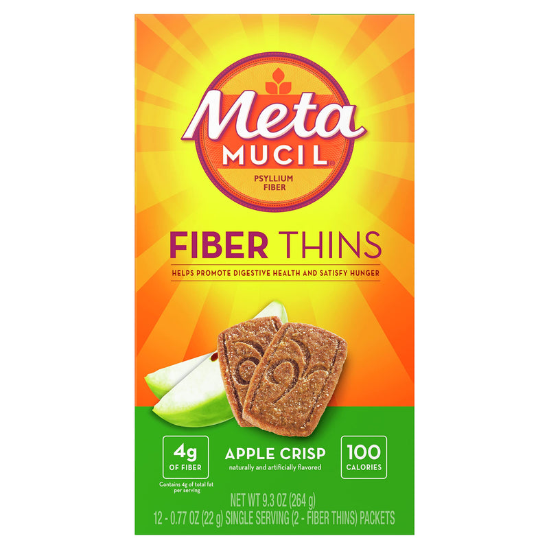 Metamucil MultiGrain Fiber Wafers, Apple Crisp, 12 Single Serve Packets, 2 Wafers Each