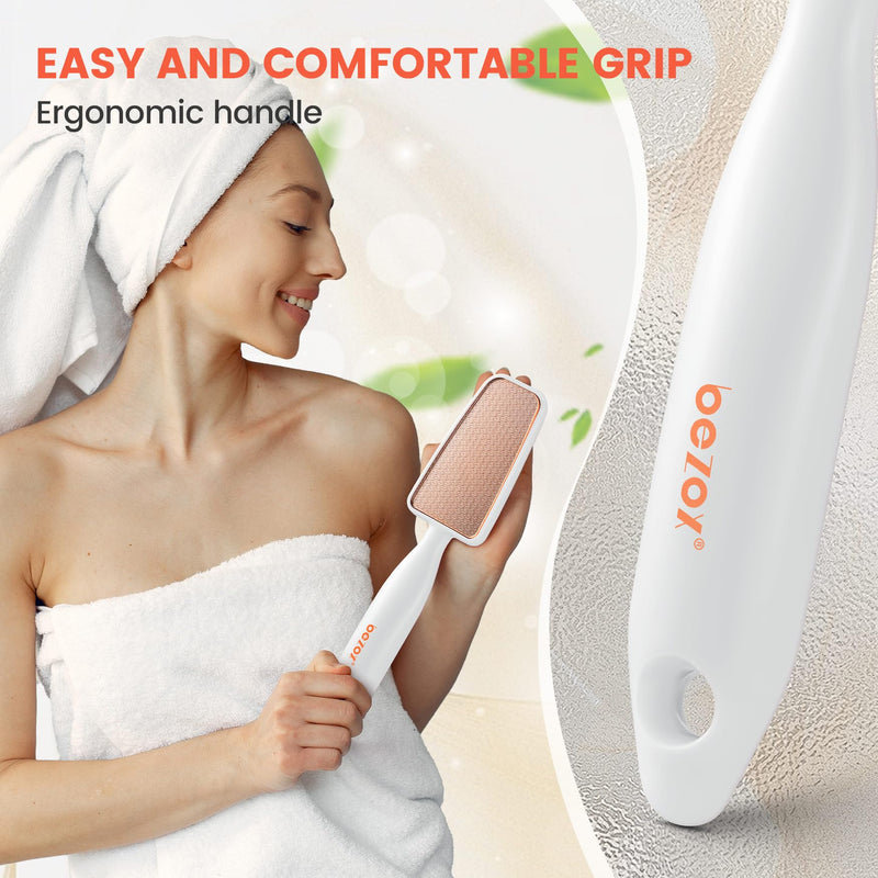 [Australia] - BEZOX Nano Glass Foot File and Callus Remover - Highly Effective Callus Remover Awaken Soft Smooth Feet - Durable Foot Scrubber, Long Lasting Foot Buffer - Comfortable Handle (White) White 