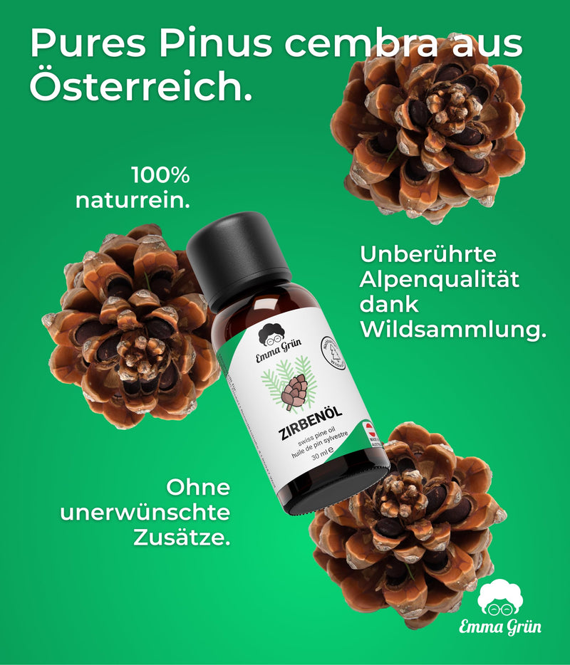 [Australia] - Emma Grün® Organic Stone Pine Oil [100% NATURALLY PURE] - Real Stone Pine Oil 30ml from Alpine Wild Growth - FOOD QUALITY - Pure Natural Essential Oil - Woody Stone Pine Oil for Diffuser & Sauna Stone Pine 30 ml (Pack of 1) 