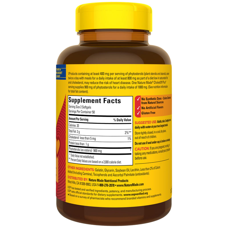 Nature Made CholestOff Plus, 100 Softgels | Dietary Supplement for Heart Health Support, 25 Day Supply