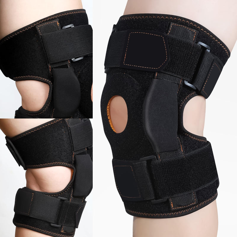 [Australia] - CHIYAN Hinged Knee Brace with Side Stabilizers for Men Women, Metal Hinge Knee Support for Meniscus Tear Arthritis Pain Relief, ACL, PCL, MCL Black Large(1 Pack) 
