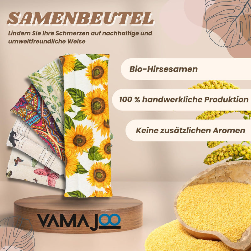 [Australia] - VAMAJOO heat cushion microwave - grain cushion microwave - unscented - grain cushion neck shoulder - heat cushion stomach - organic millet seed filling - handmade 45x13cm (Daiki Naranja) Daiki Naranja 