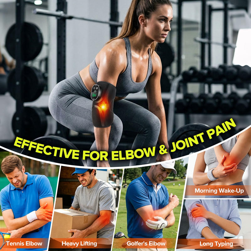 Cordless Elbow Heating Pad for Tendonitis and Tennis Elbow, Elbow Massager with Heat, Rechargeable Heating Pad for Arm, Heated Elbow Brace for Muscle Soreness Joint Pain Relief