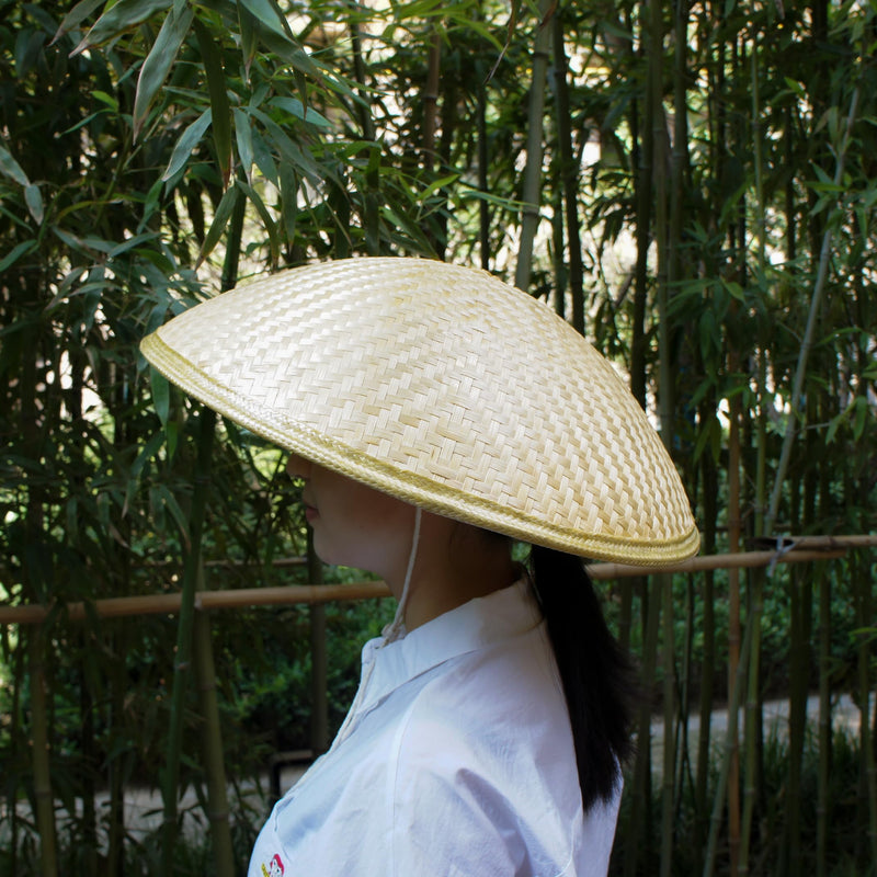 Japanese Traditional Handmade Ohenro Hat for Shikoku Pilgrimage 88 Bamboo Hat Umbrella (Yellow)