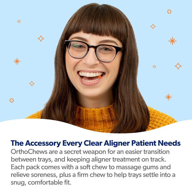 EverSmile OrthoChews and Teeth Aligner Removal Tool – Chewies for Invisalign, Byte, and Clear or Metal Braces – Medical Grade Silicone Chews to Help with Pain Relief and Seating Aligner Trays 1 Pack w/ Aligner Removal Tool
