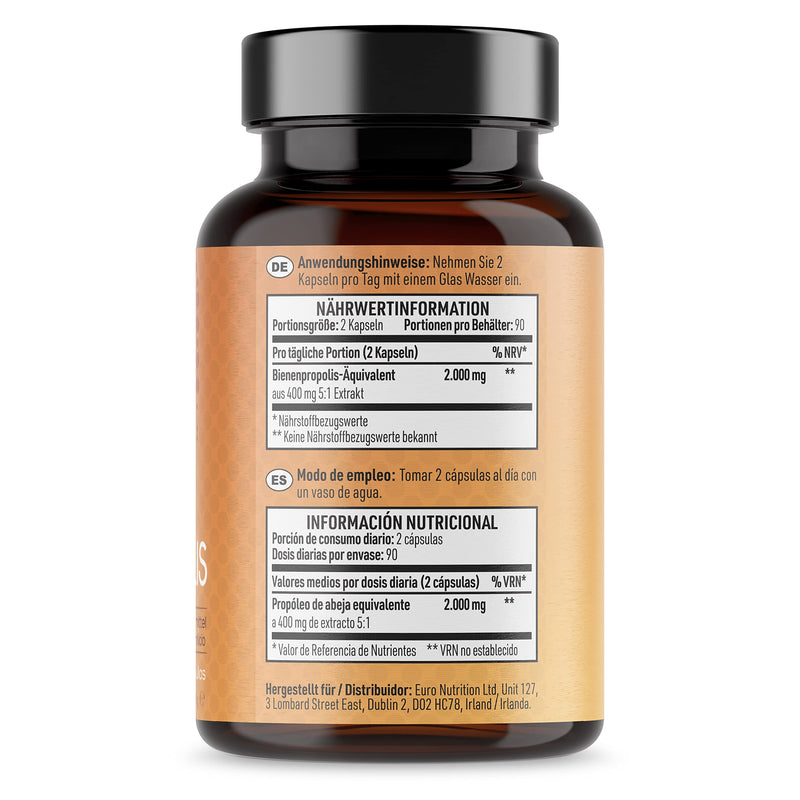 [Australia] - Bee Propolis Capsules - 2,000 mg Propolis Equivalent per Serving - 180 Capsules (3 Month Supply) - 400 mg Natural 5:1 Bee Propolis Extract x 90 Servings 