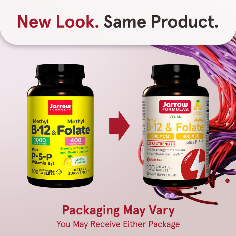 Jarrow Formulas Ultra Strength Methyl B-12 5000 mcg & Methyl Folate 800 mcg + P-5-P & Extra Strength Methyl B-12 1000 mcg & Methyl Folate 400 mcg + P-5-P, Dietary Supplement