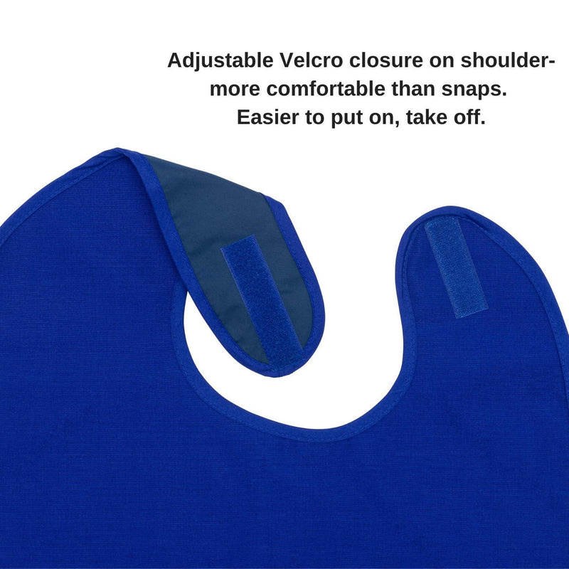 [Australia] - Adult Bib for Men, Women. Waterproof Inner Lining Prevents Stains. Convenient Machine Wash & Dry. NOW in Regular & Wide 1 Count (Pack of 1) Royal Blue 