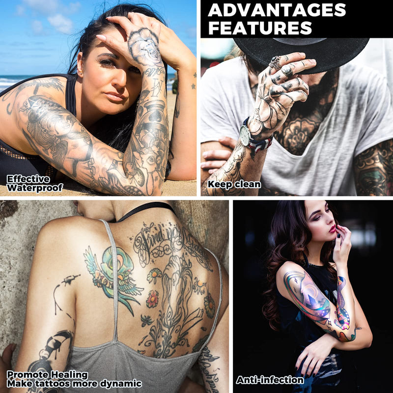 [Australia] - Tattoo Aftercare Waterproof Bandages, 6" x 4.4 Yard Tattoo Cover Up Tape, Tattoo Supplies Second Skin Transparent Film Healing Protective Clear Sterile and Safe Bandages 4 Rolls (6" x 1.1 Yard/Roll) 