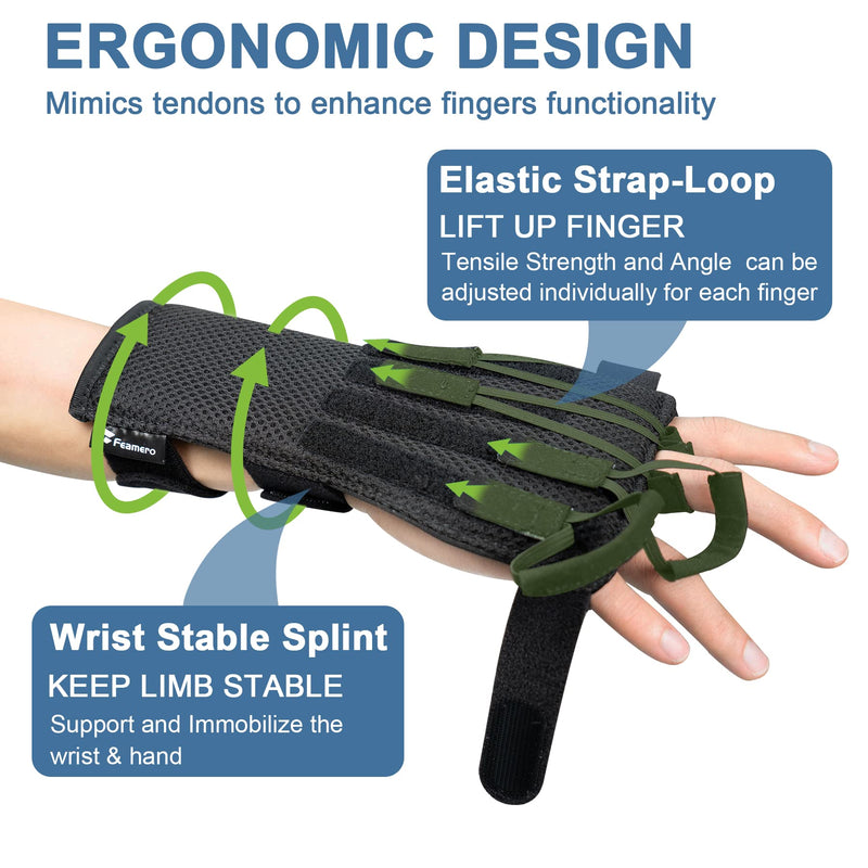 Radial Nerve Palsy Splint, Adjustable Finger Extension Brace, Lift Elastic Splint for Drop Wrist, Radial Nerve Injury, Mcp Arthroplasty, Crutch Palsy Treatment, Fit Left & Right Hand (Plastic) Plastic