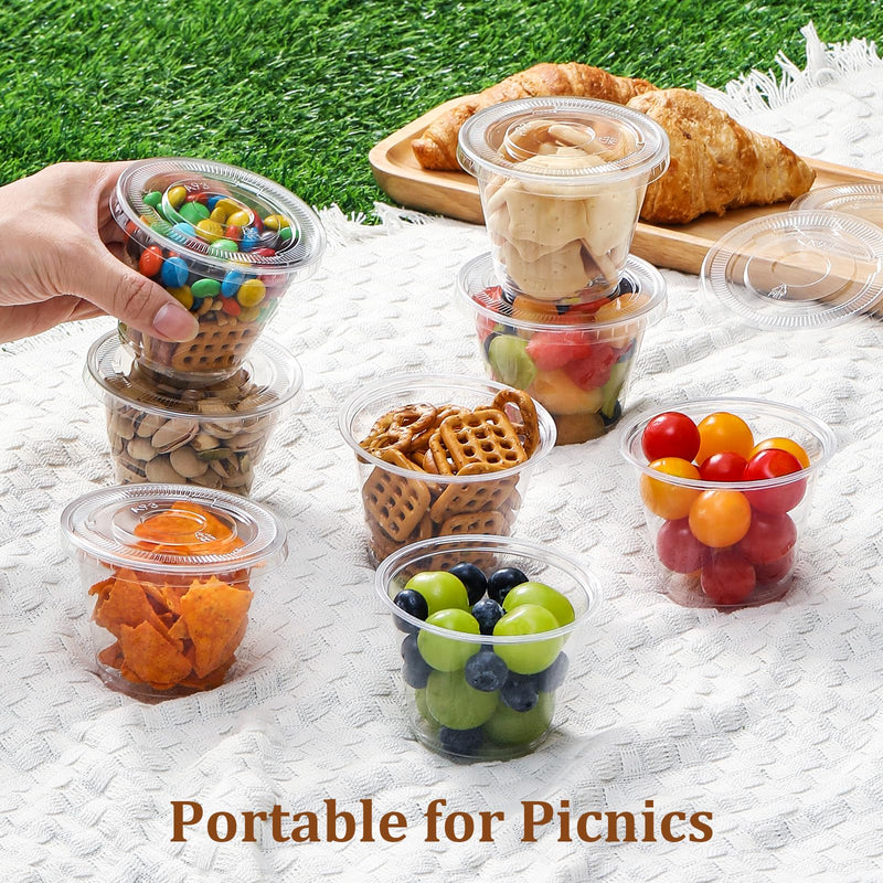 [Australia] - AOZITA [50 Sets, 9 oz Clear Plastic Cups With Flat Lids No Hole, Disposable Cups With Lids for Ice Cream, Pudding, Cake, Snacks Smoothie, Milkshake, Cold Drinks 50 Sets 