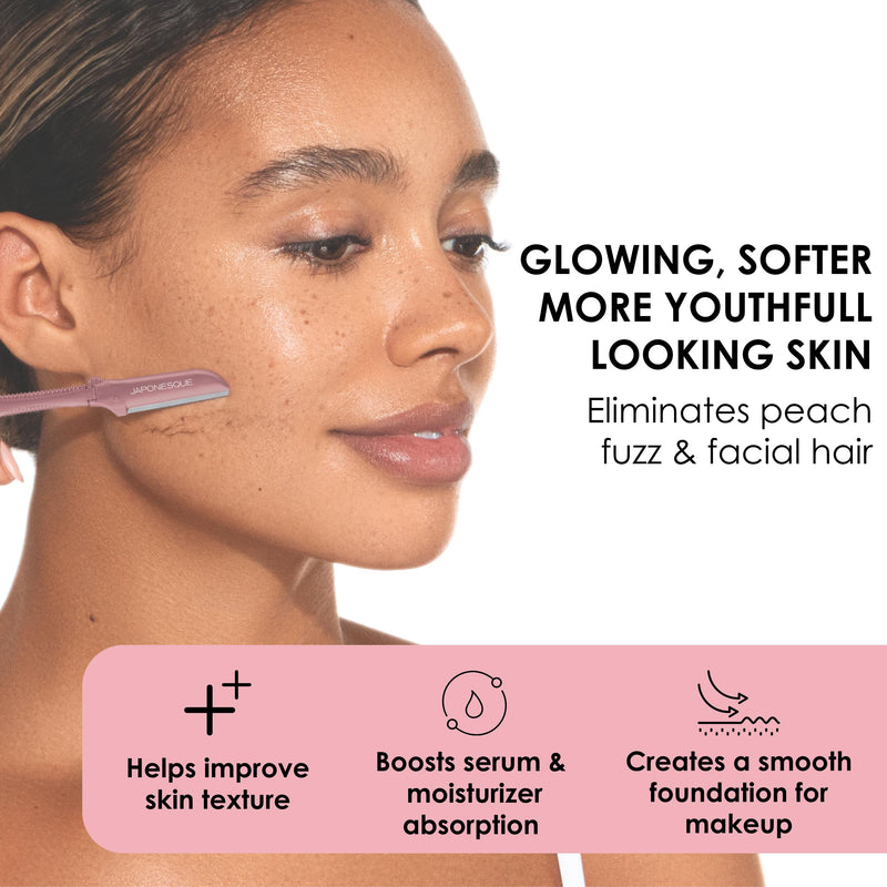 JAPONESQUE Precision Dermaplaner Facial Razors – 2pk 6 Piece Set, Eyebrow and Facial Hair Single Blade Razors for Women and Men, 2pk, 6ct.