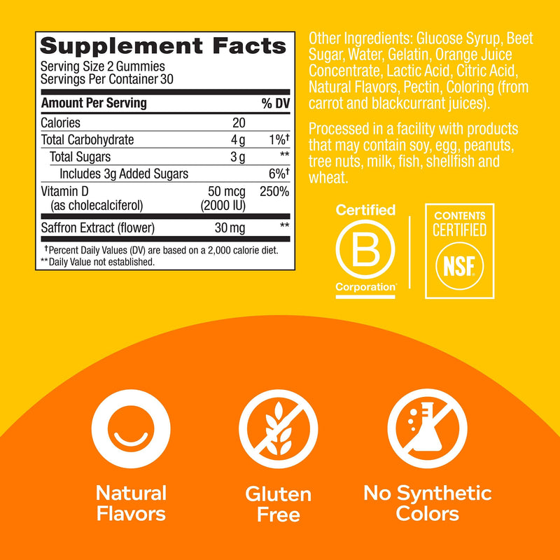 OLLY Fiber Gummy Rings, 5g Prebiotic Fiber, FOS (Fructo-oligosaccharides), Digestive Support & Hello Happy Gummy Worms, Mood Balance Support, Vitamin D, Saffron, Adult Chewable Supplement