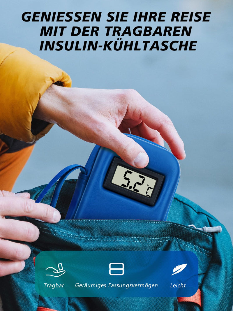 [Australia] - YOUSHARES Insulin Cooler Bag with 2 TSA Ice Packs, Mini Medicine Cooler Box for Travel, Insulated Bag Small Case for Epipen, Insulin Pen, Insulin, Other Medication Accessories, Diabetic Bag (Blue) H2-Blue 