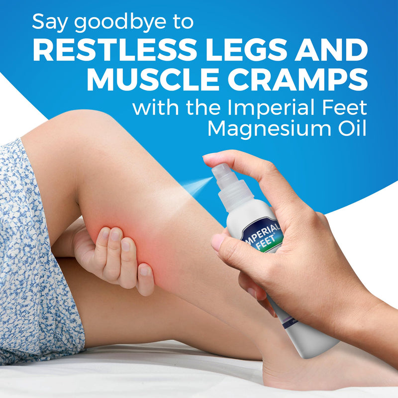 Pedicure-Grade Imperial Feet Magnesium Spray: 33% Magnesium for Muscle Recovery, Cramp & Restless Leg Relief, Sleep Enhancement, Athletic Support, Skin & Bone Health - Optimal Mineral Therapy