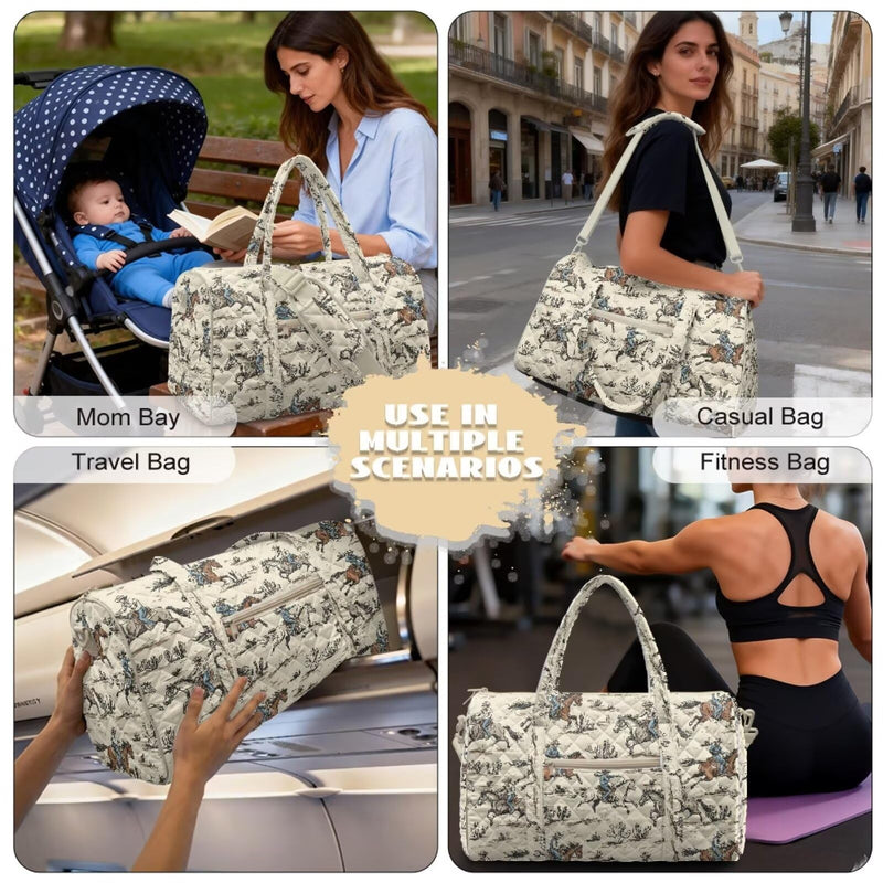 Horse Pattern Extra Large Quilted Duffle Bag Lightweight, Travel Duffel Bag Foldable for Men Women, Waterproof & Tear Resistant Horse Pattern