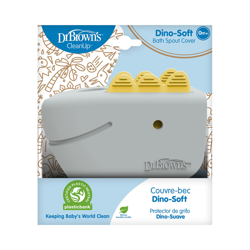 [Australia] - Dr. Brown’s CleanUp Dino-Soft Baby Bath Spout Cover, Soft and Safe on Tub Faucet, Toddler Bathtub Safety for Kids, BPA Free, Certified Plastic Neutral 