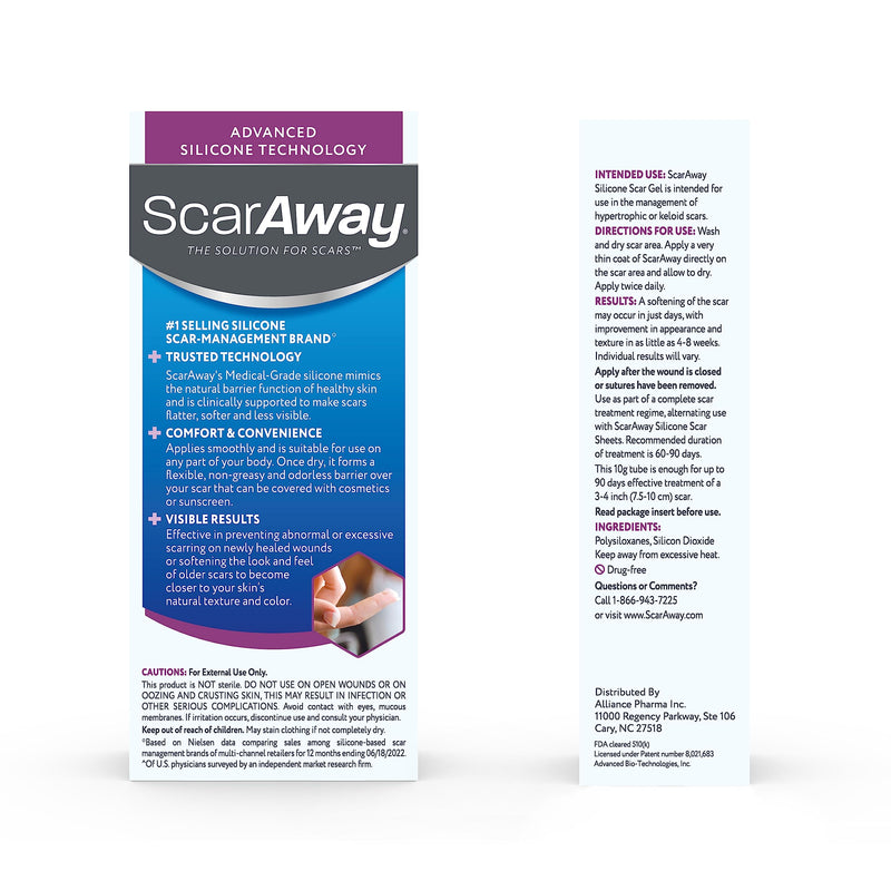 [Australia] - ScarAway Silicone Scar Gel, Helps Improve Size, Color & Texture of Hypertrophic & Keloid Scars from Injury, Burns & Surgery, Water Resistant, 10g (0.35 Oz) 